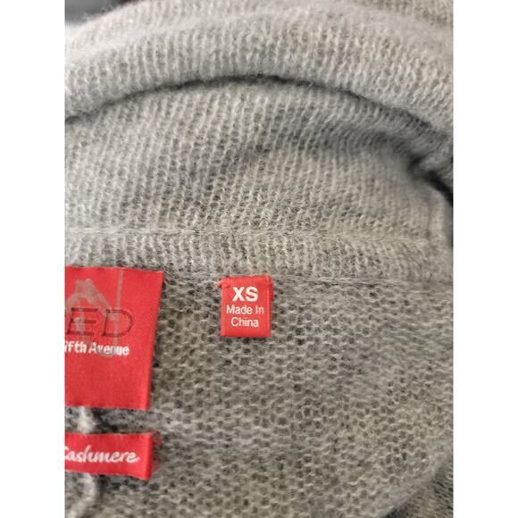 RED SAKS FIFTH AVENUE Sweater Womens XS 100% Cashmere Cowl Neck High Low Sheer - Picture 9 of 11